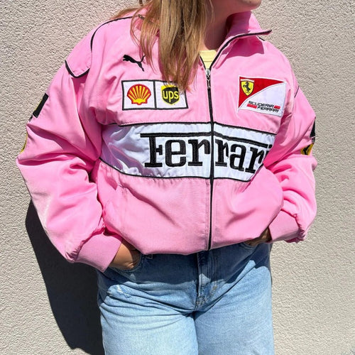 Pink Ferrari Racing Jacket – F1 Style