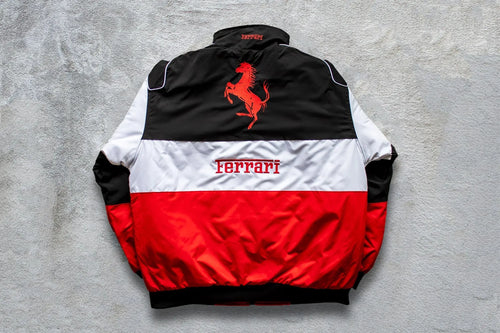 White Ferrari Racing Jacket – F1 Style